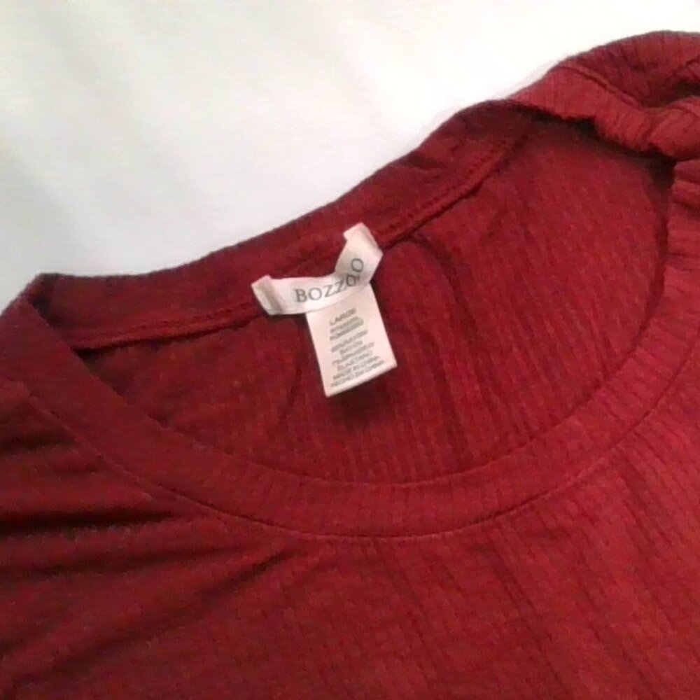 Bozzolo Teen Maroon/Burgundy Ribbed Long Sleeve
